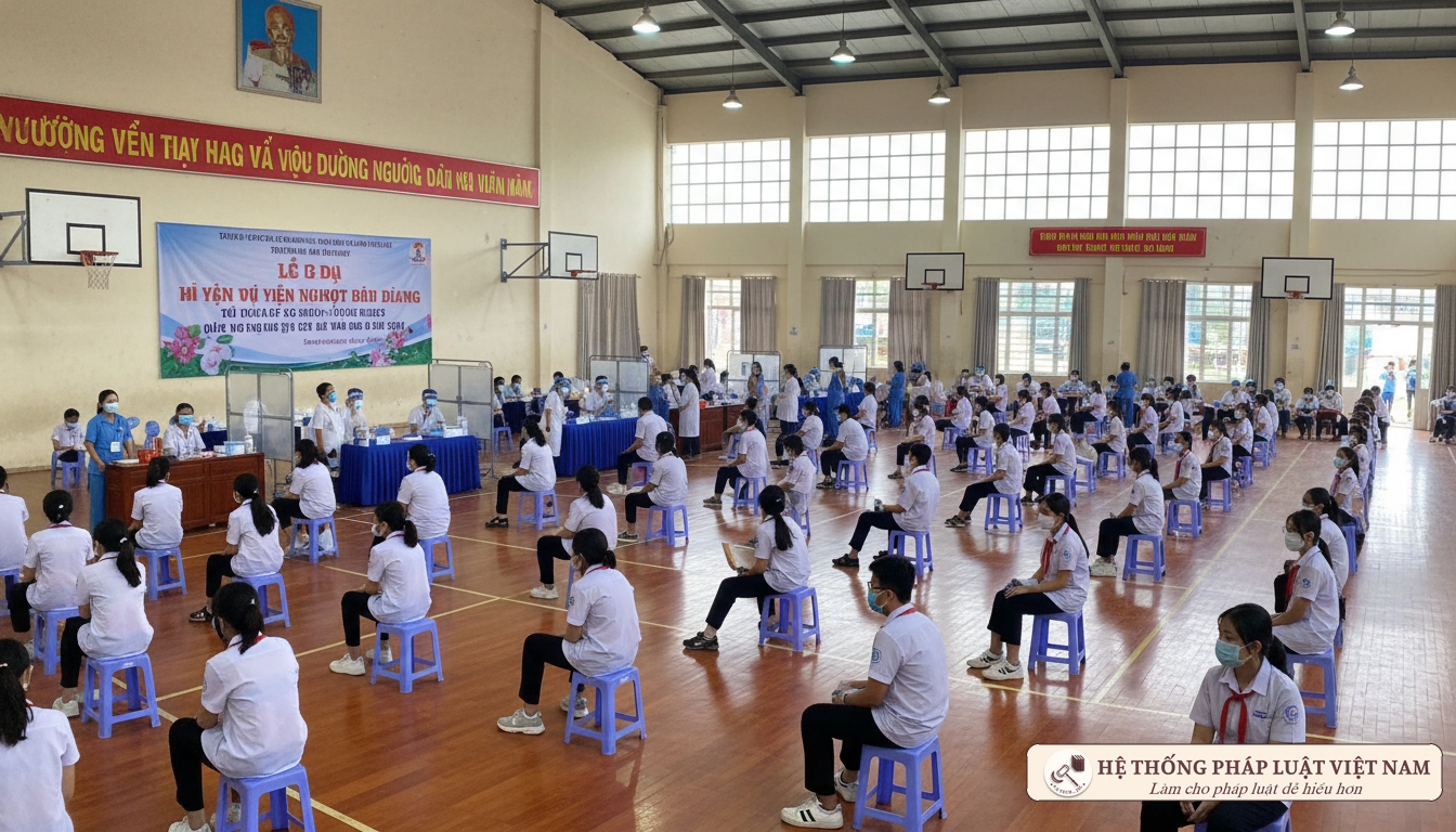 Tiêm vắc xin cho học sinh tại trường học