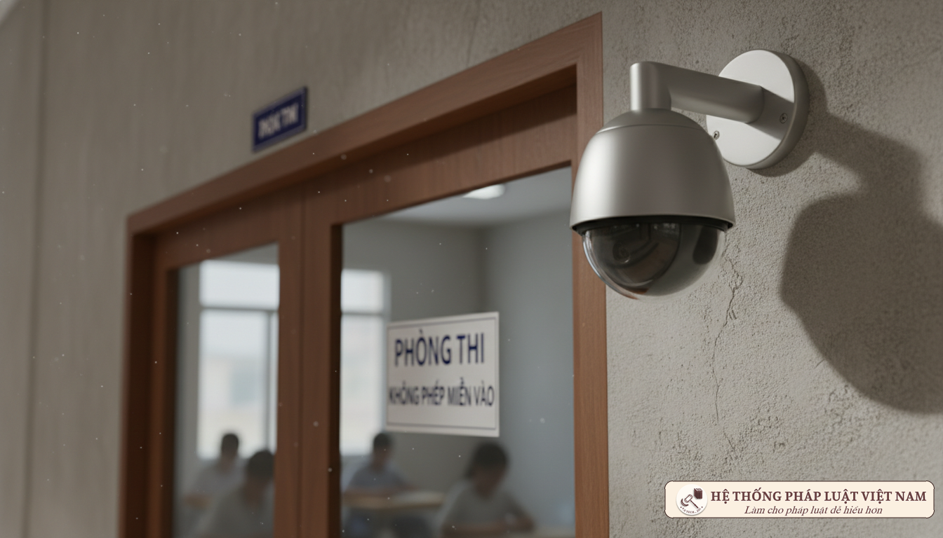 Camera giám sát an ninh tại phòng bảo quản bài thi THPT quốc gia