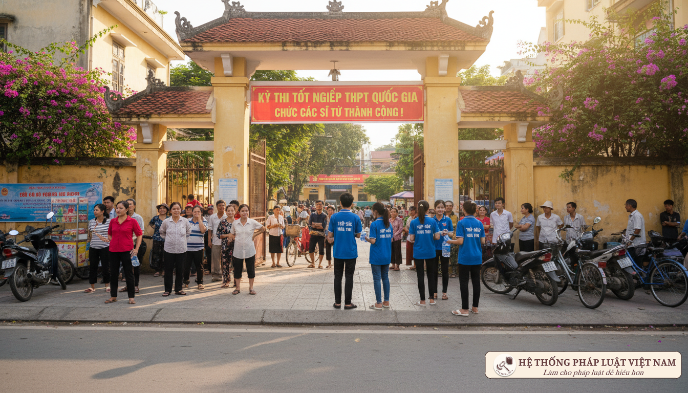 Phụ huynh chờ con thi tốt nghiệp