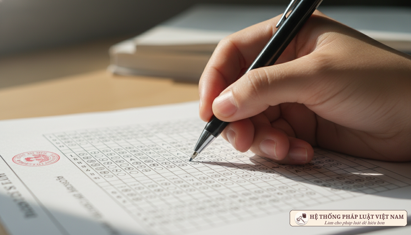 Thí sinh điền phiếu đăng ký dự thi THPT