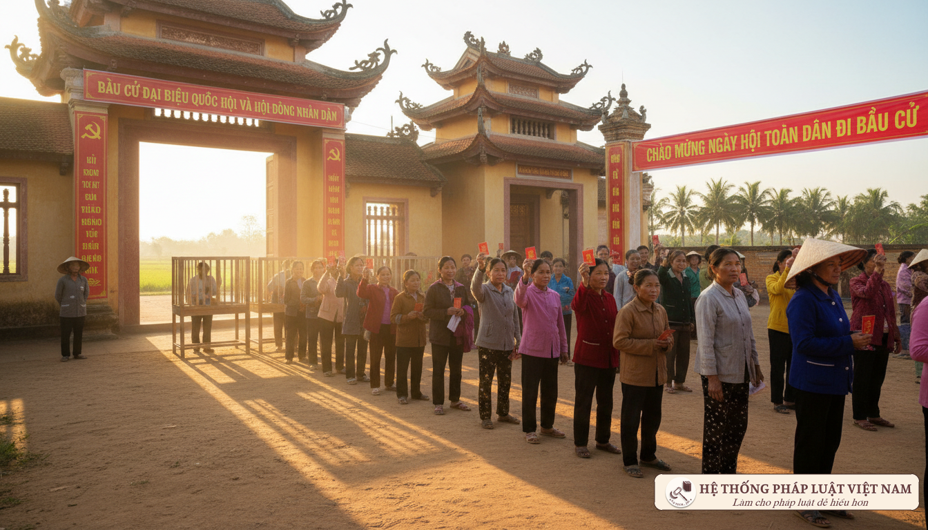 Thẻ cử tri và hòm phiếu bầu cử đại biểu Quốc hội