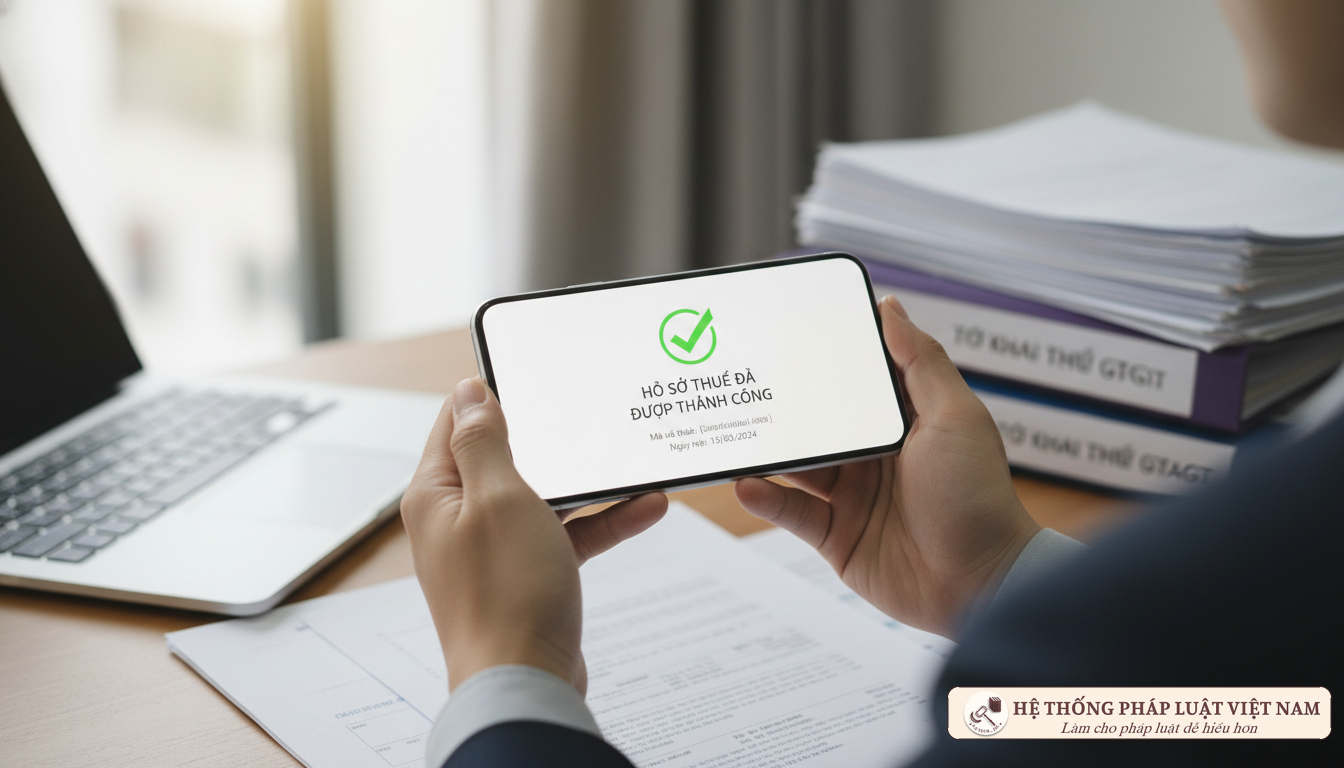 Xác nhận nộp tờ khai thuế thành công trên giao diện ứng dụng eTax Mobile