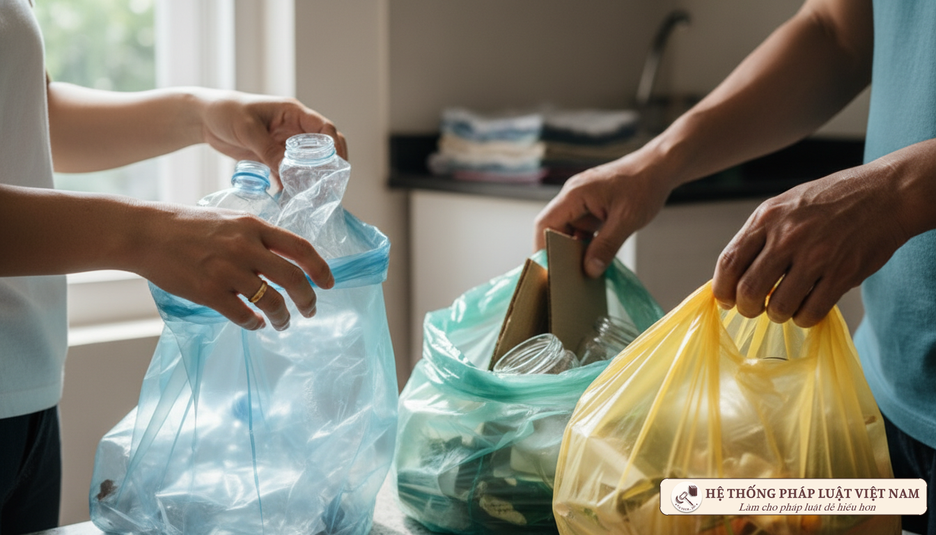 Người dân thực hiện phân loại rác tại nguồn