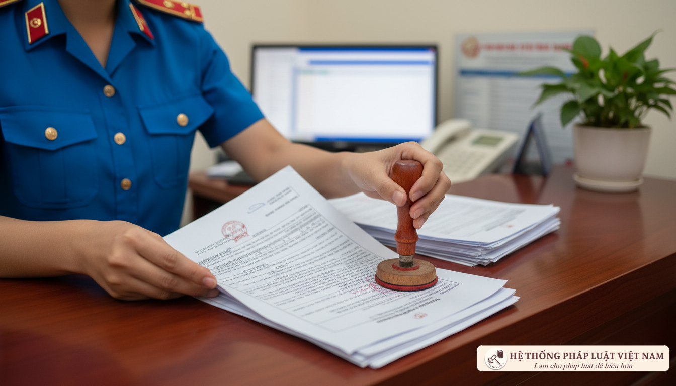 Cán bộ thuế tiếp nhận hồ sơ