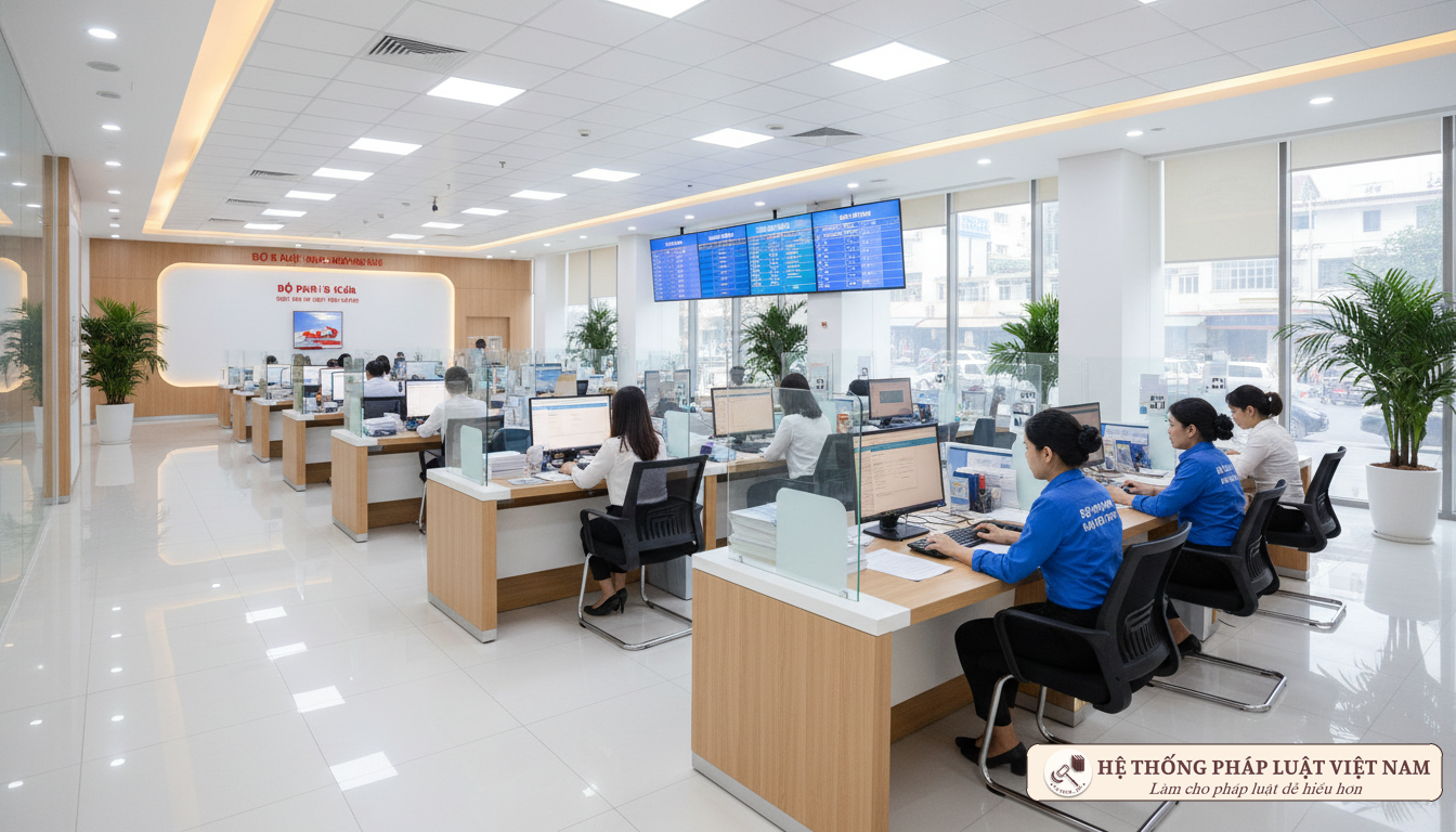 Người dân làm thủ tục đất đai tại Bộ phận Một cửa