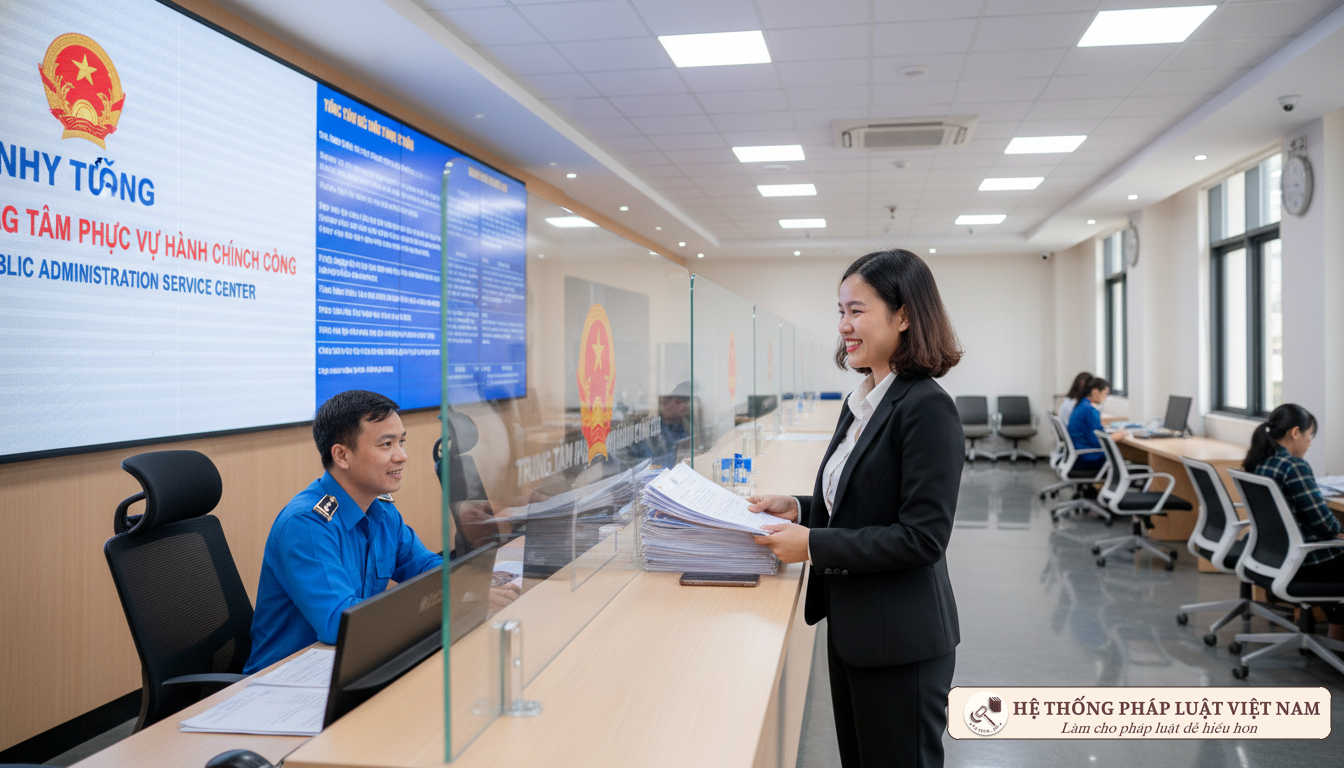 Người dân làm thủ tục hành chính sau sáp nhập
