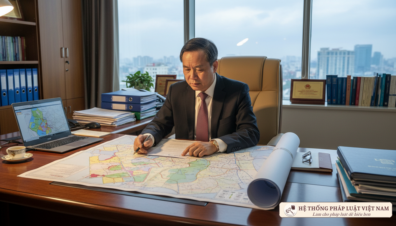 Cán bộ địa phương rà soát quy hoạch sử dụng đất