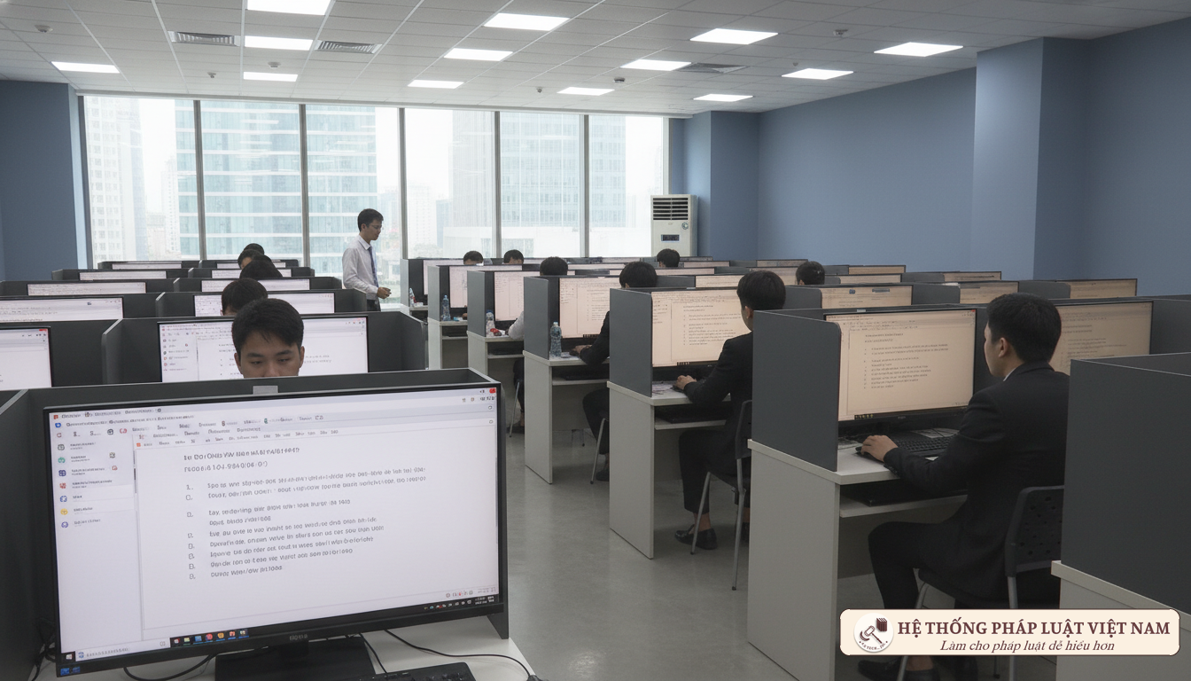 Phòng thi kiểm định công chức trên máy tính