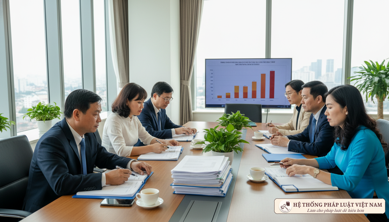 Cán bộ công chức thảo luận công việc