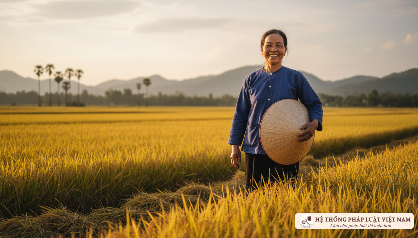 Người nông dân trên cánh đồng lúa Việt Nam