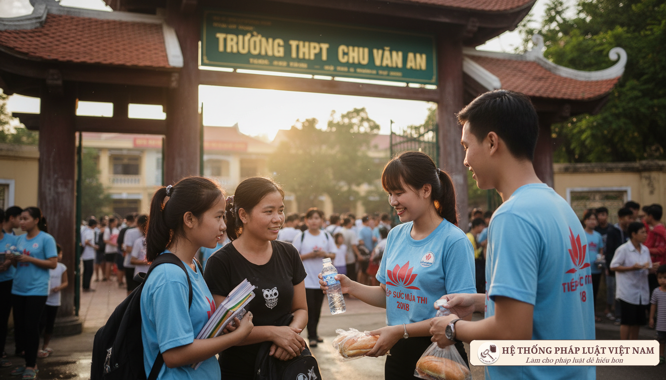 Phát nước miễn phí cho thí sinh 2018