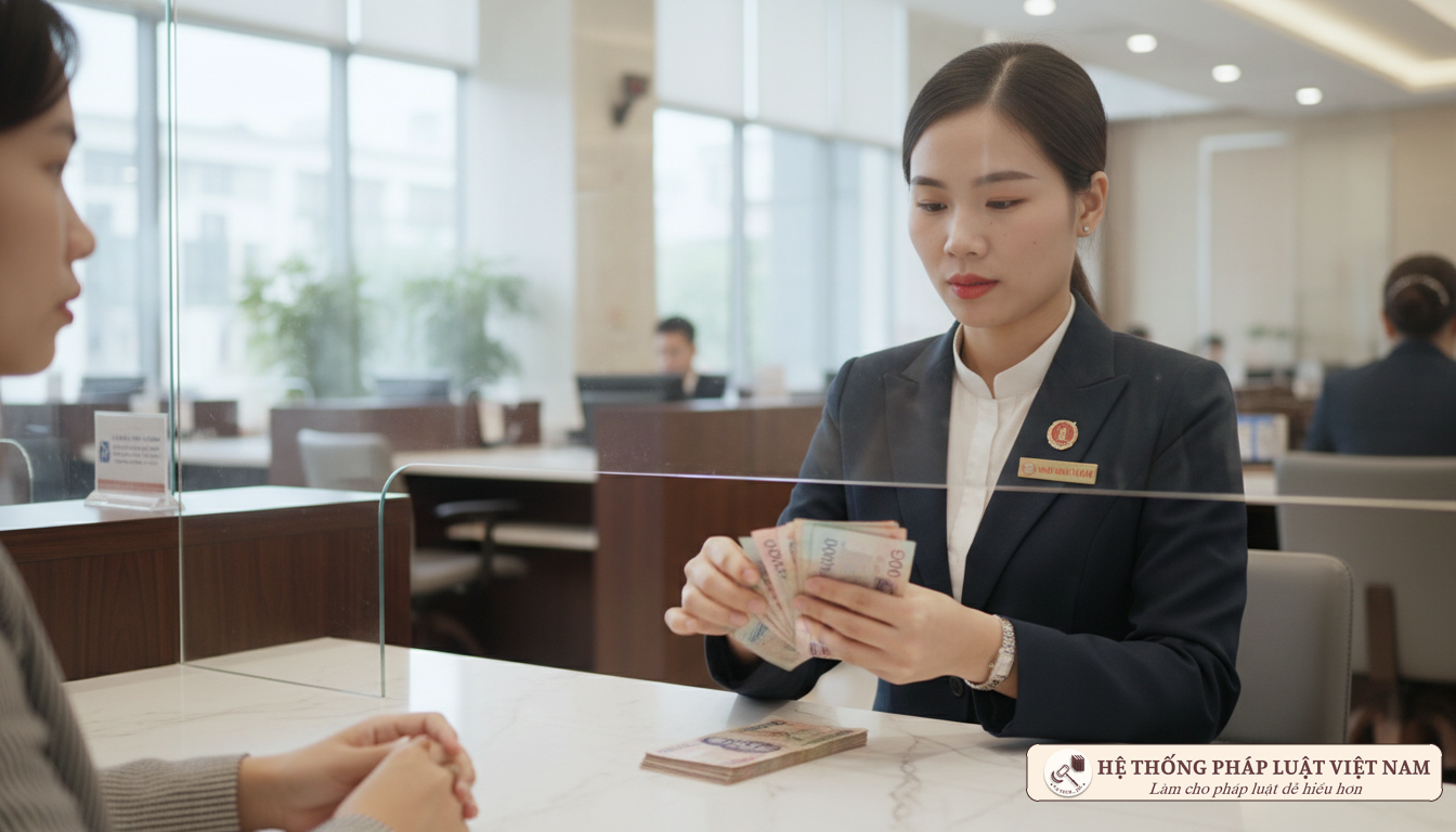 Giao dịch tiền mặt tại ngân hàng dịp Tết