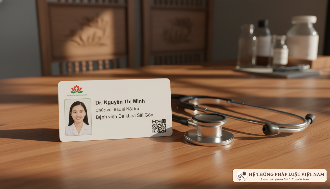 Thẻ tên trình dược viên và ống nghe y tế