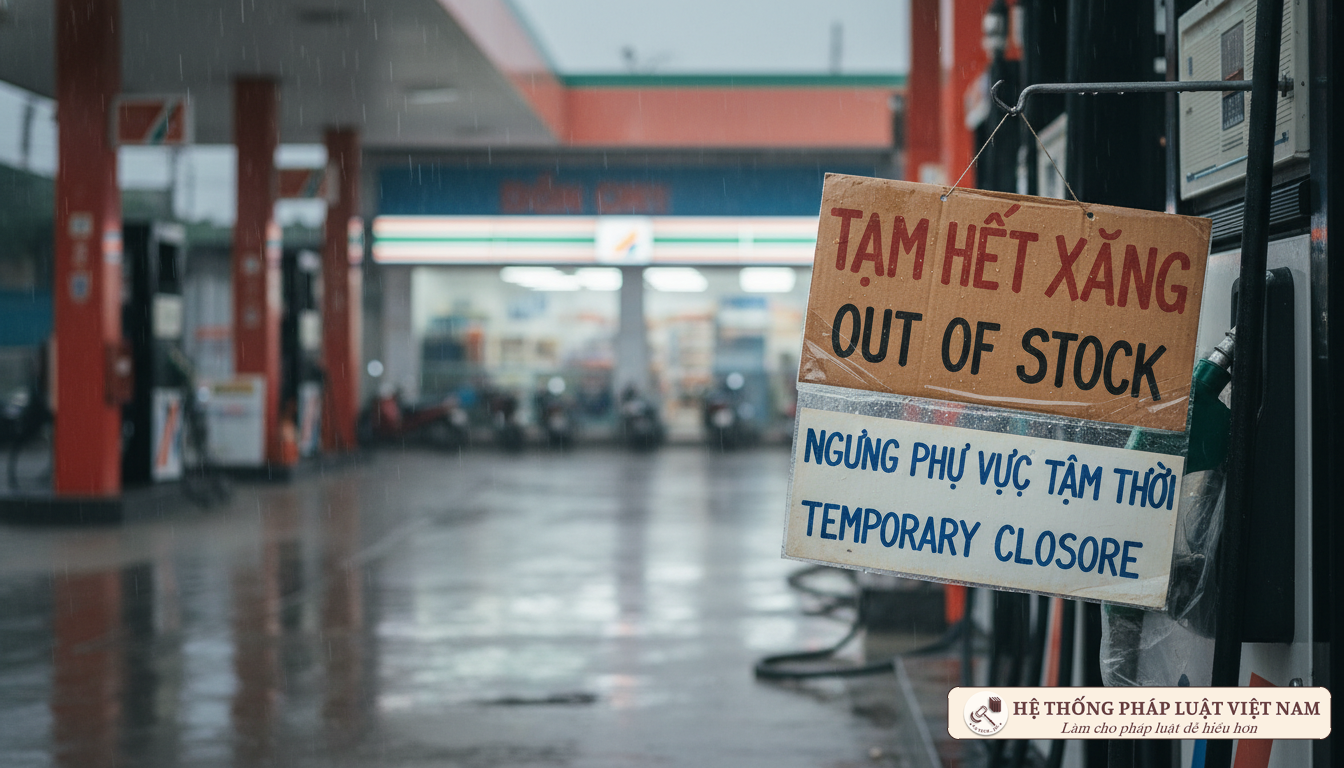 Cây xăng treo biển hết hàng
