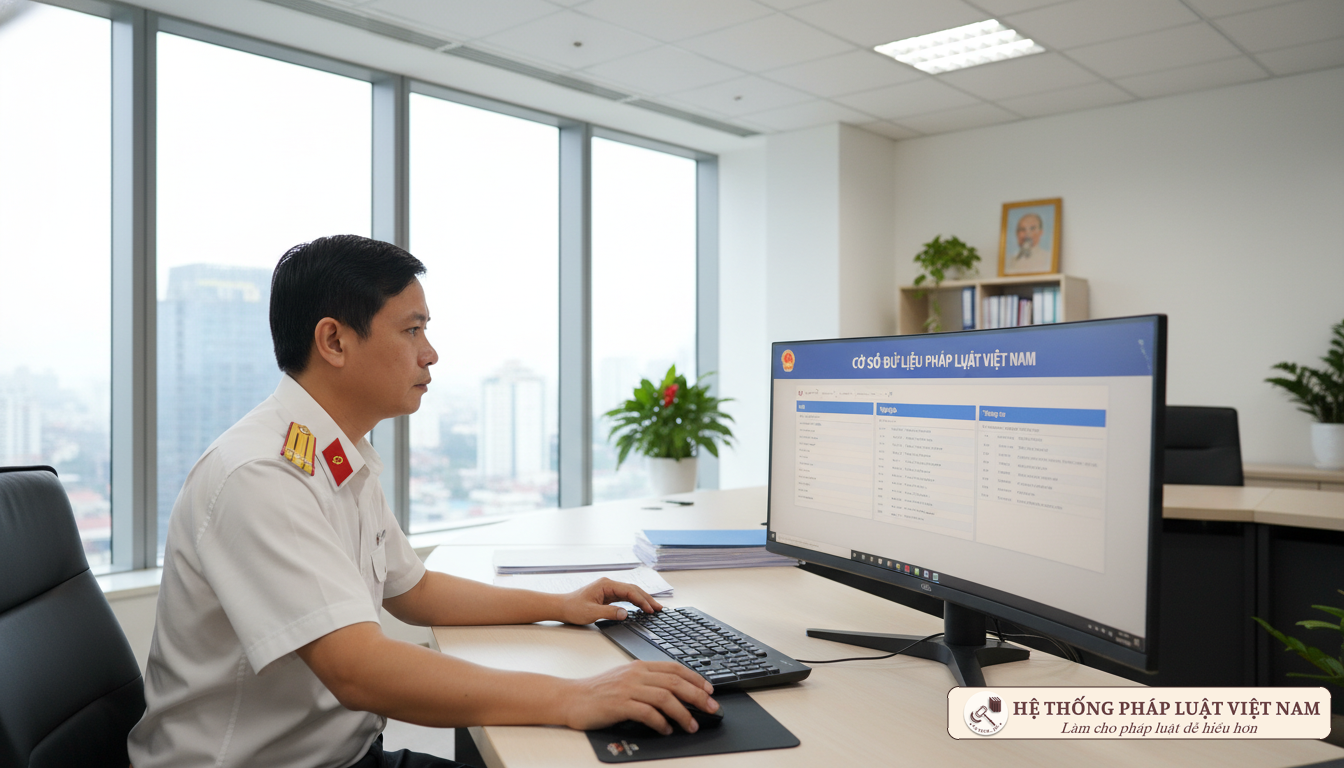 Cán bộ làm việc với hệ thống văn bản pháp luật
