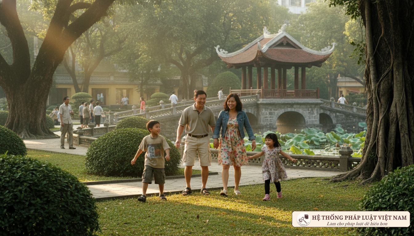 Gia đình hạnh phúc với hai con tại công viên năm 2006