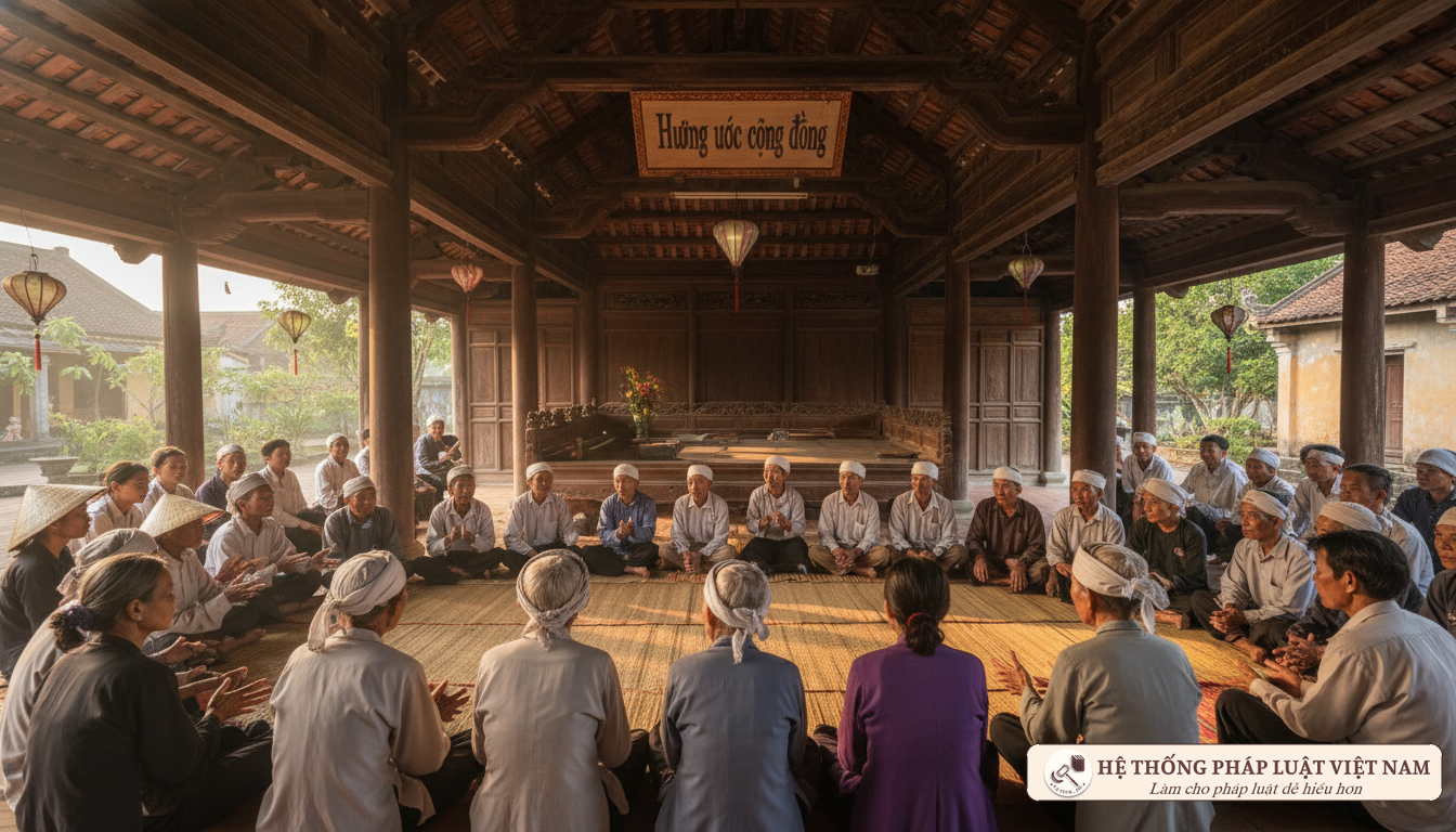 Họp cộng đồng thảo luận về hương ước dân số