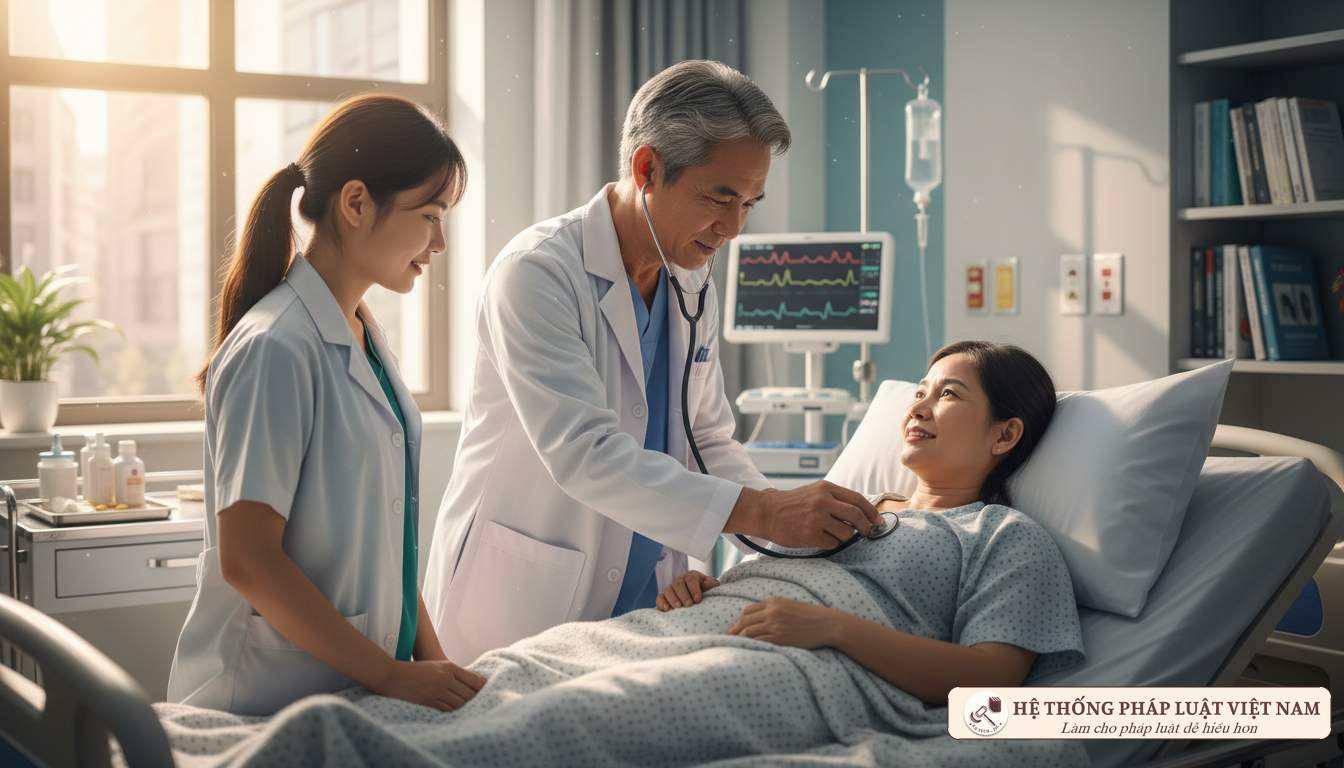 Bác sĩ hướng dẫn sinh viên y khoa thực hành