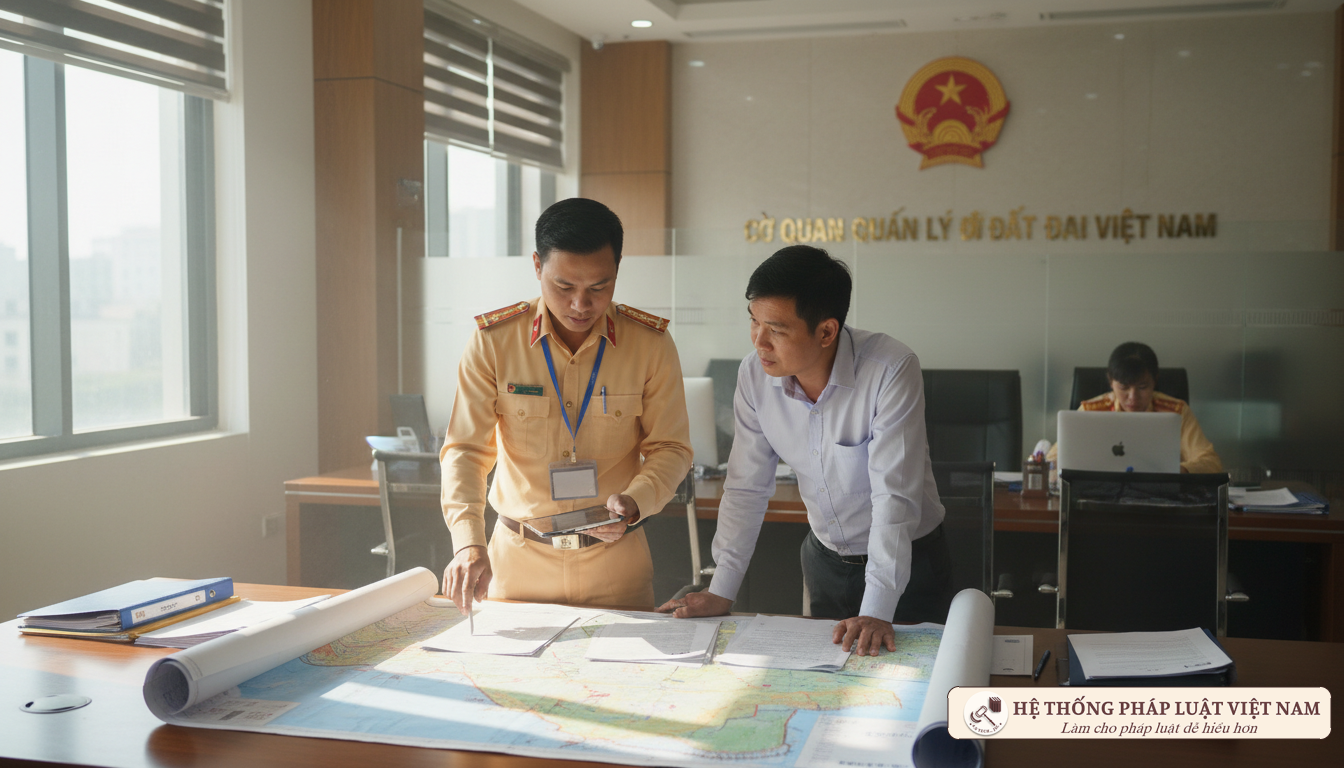 Cán bộ địa chính hướng dẫn người dân làm thủ tục đất đai
