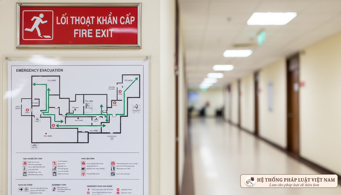 Biển báo thoát nạn và sơ đồ hướng dẫn