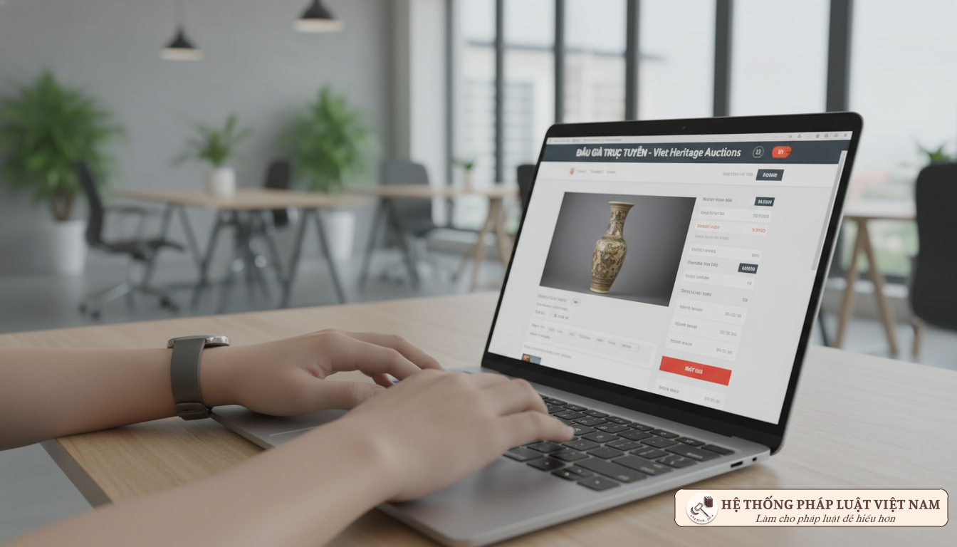 Người dùng tham gia đấu giá biển số xe trực tuyến trên máy tính