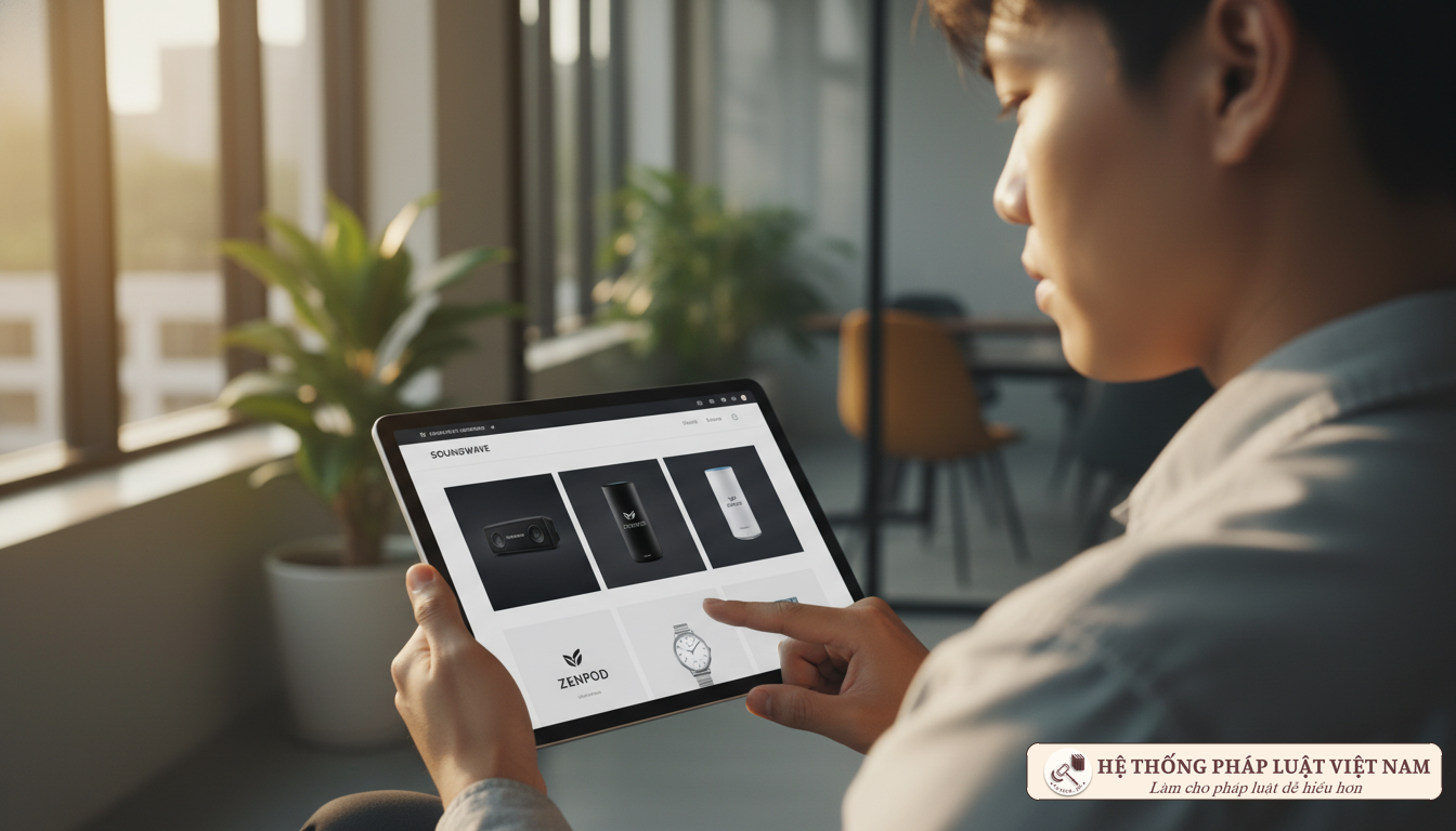Người dùng truy cập website thương mại điện tử có gắn nhãn hiệu