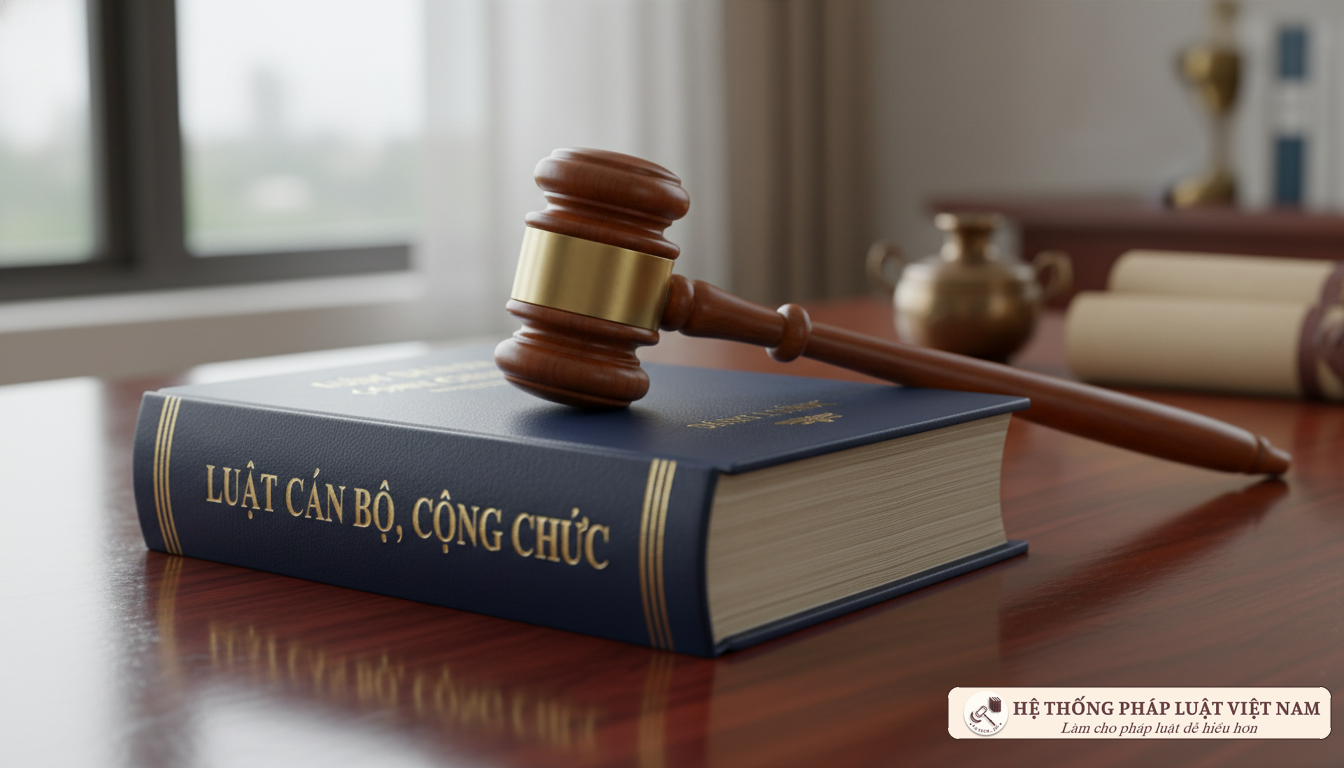 Búa công lý và sách Luật Cán bộ công chức
