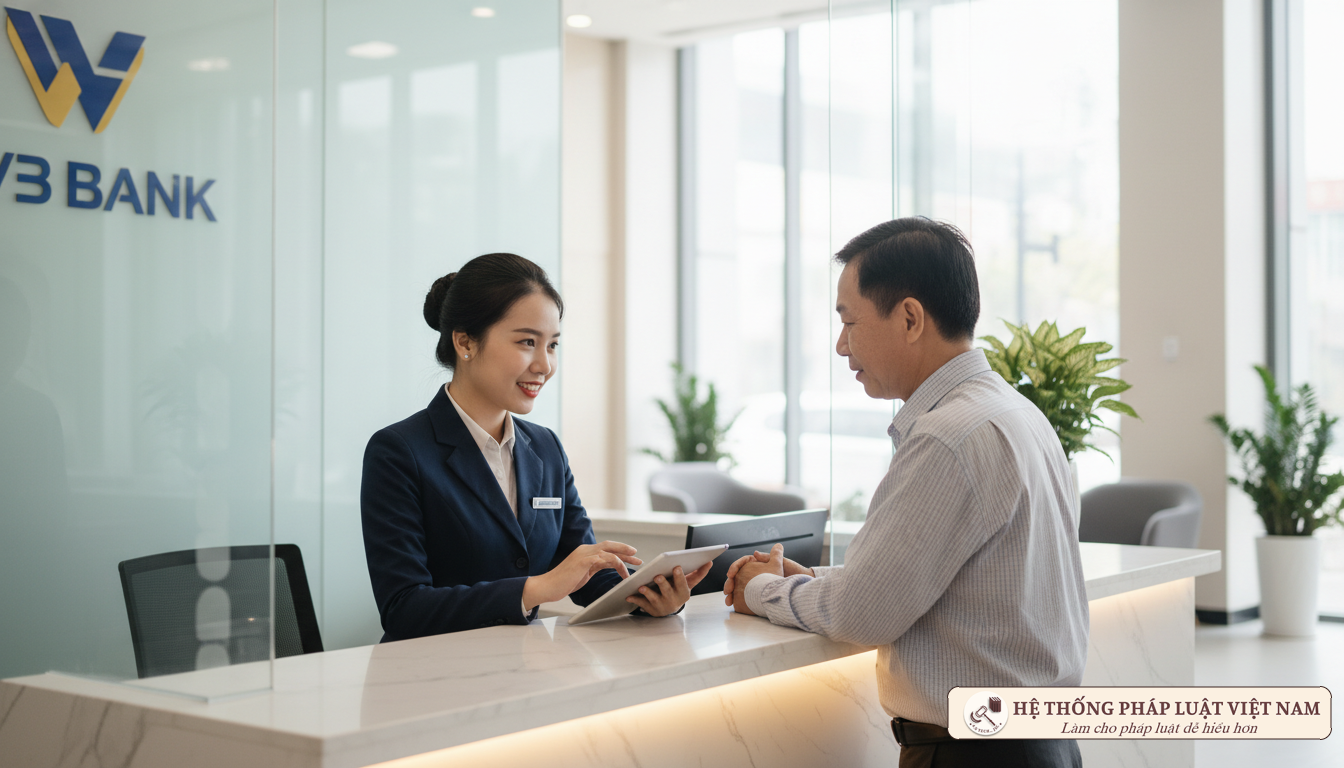 Nhân viên ngân hàng tư vấn phí dịch vụ
