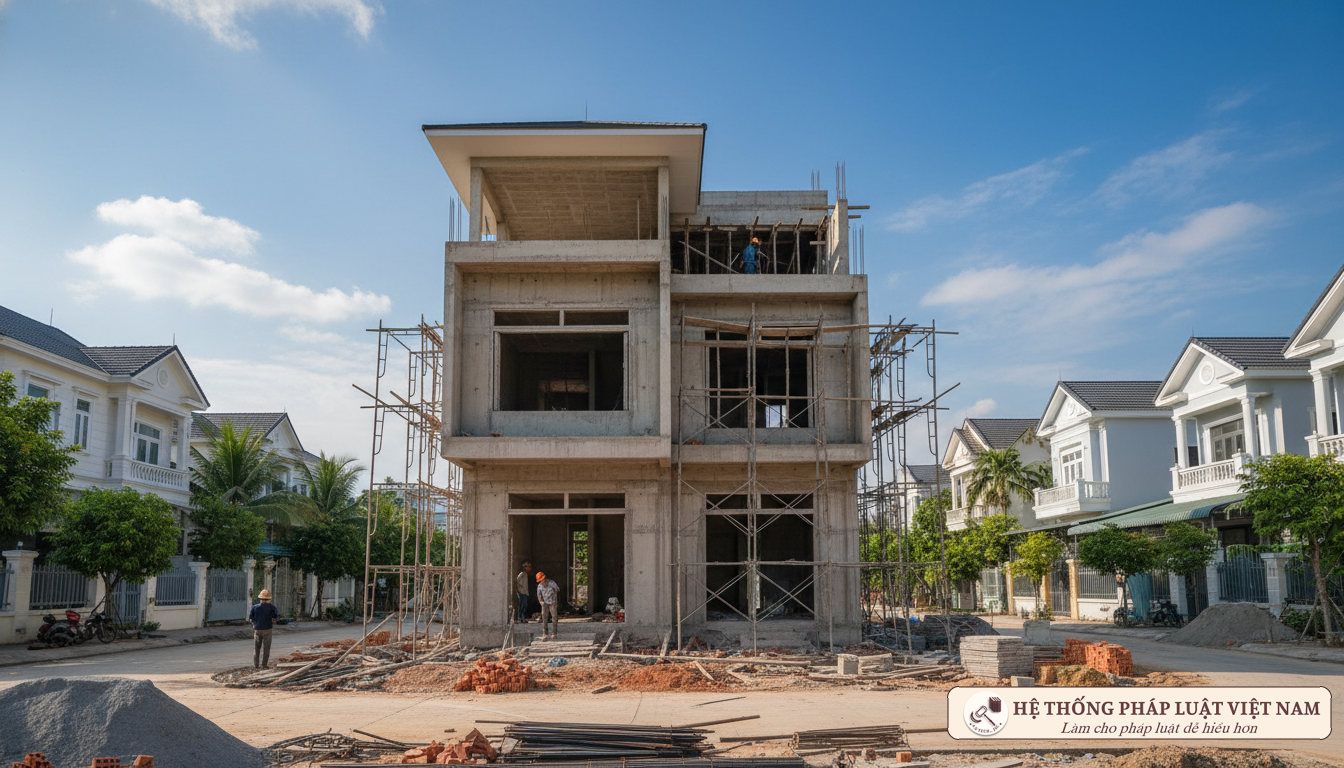 Ngôi nhà đang xây dựng tại Việt Nam