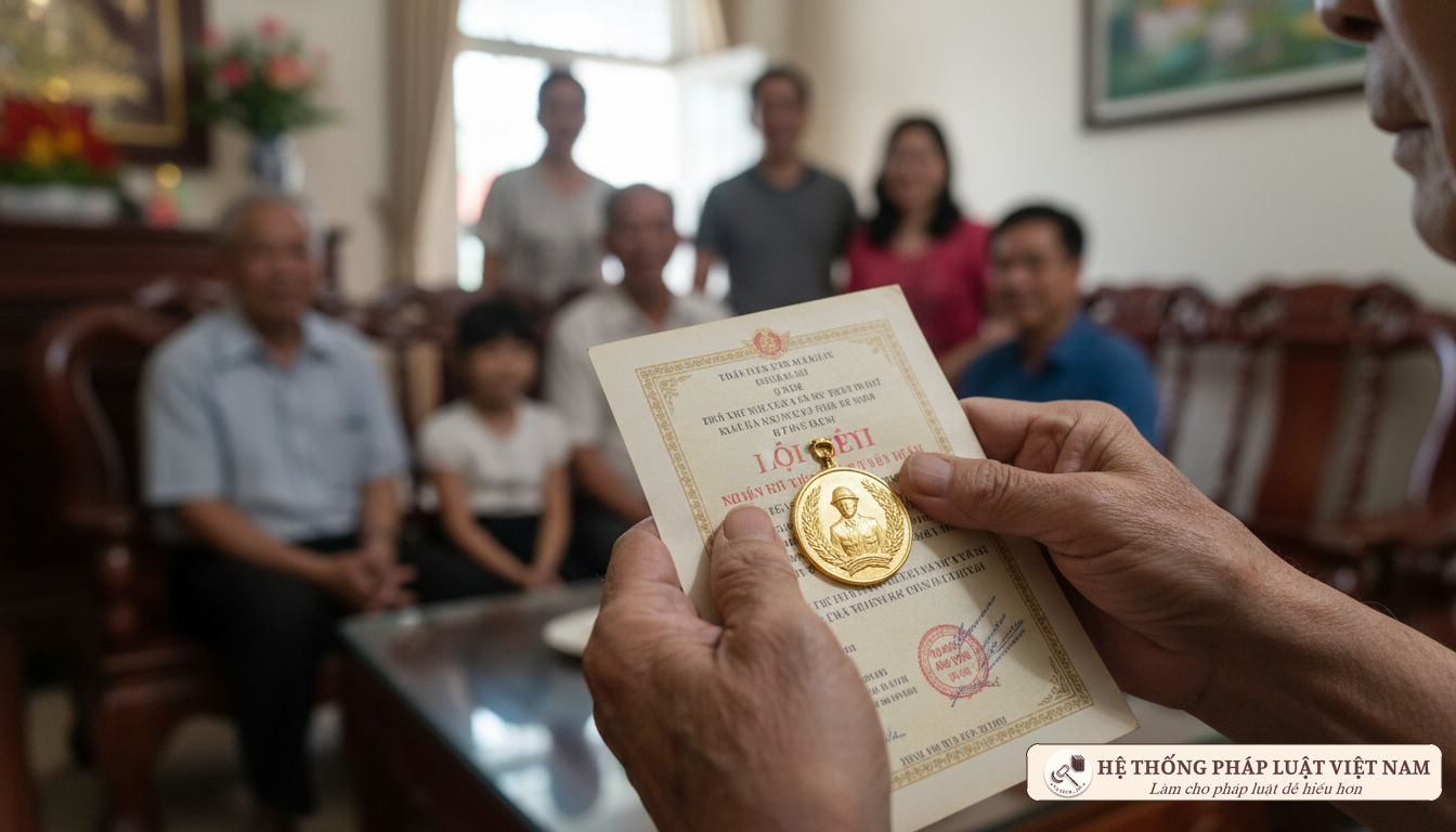 Bàn tay cựu chiến binh nâng niu kỷ niệm chương