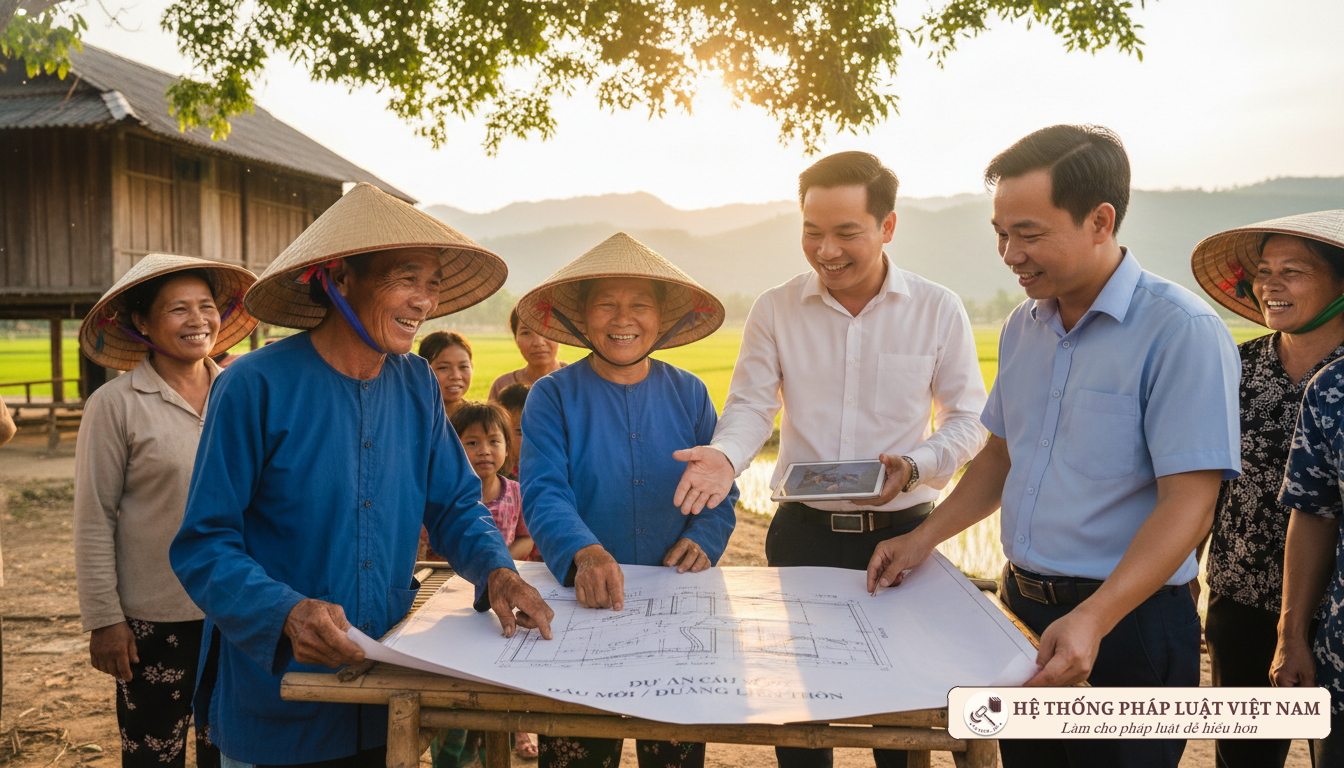 Cán bộ và nhân dân thảo luận xây dựng nông thôn mới
