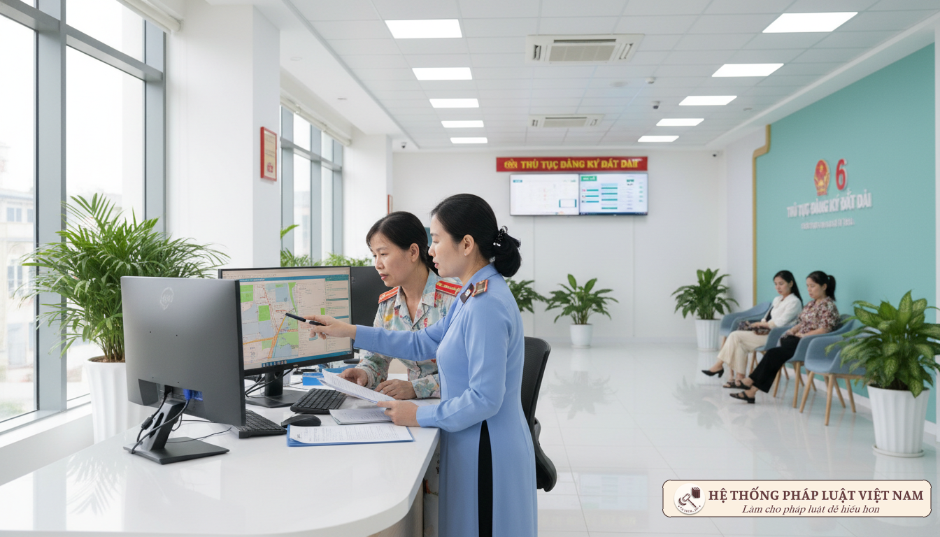 Cán bộ hướng dẫn làm thủ tục đất đai