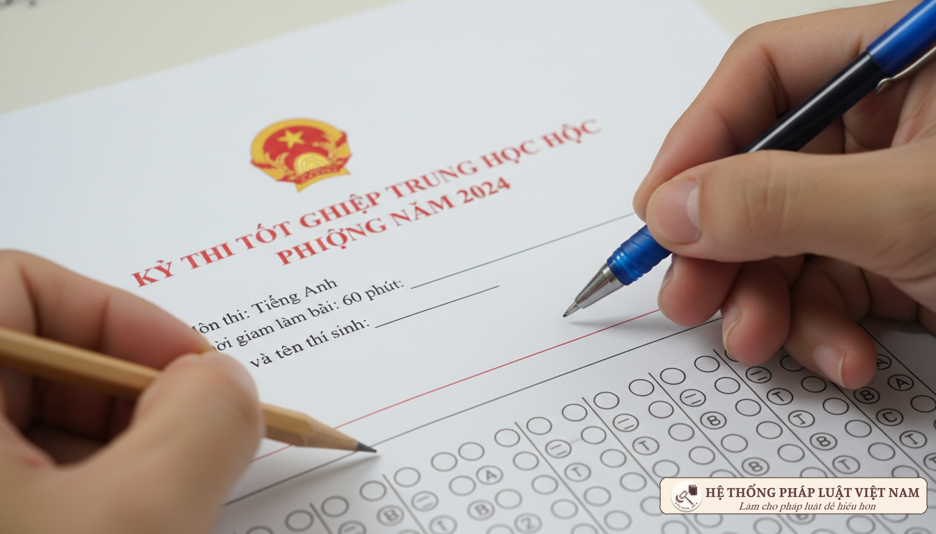 Thí sinh sử dụng bút chì và bút mực trong bài thi