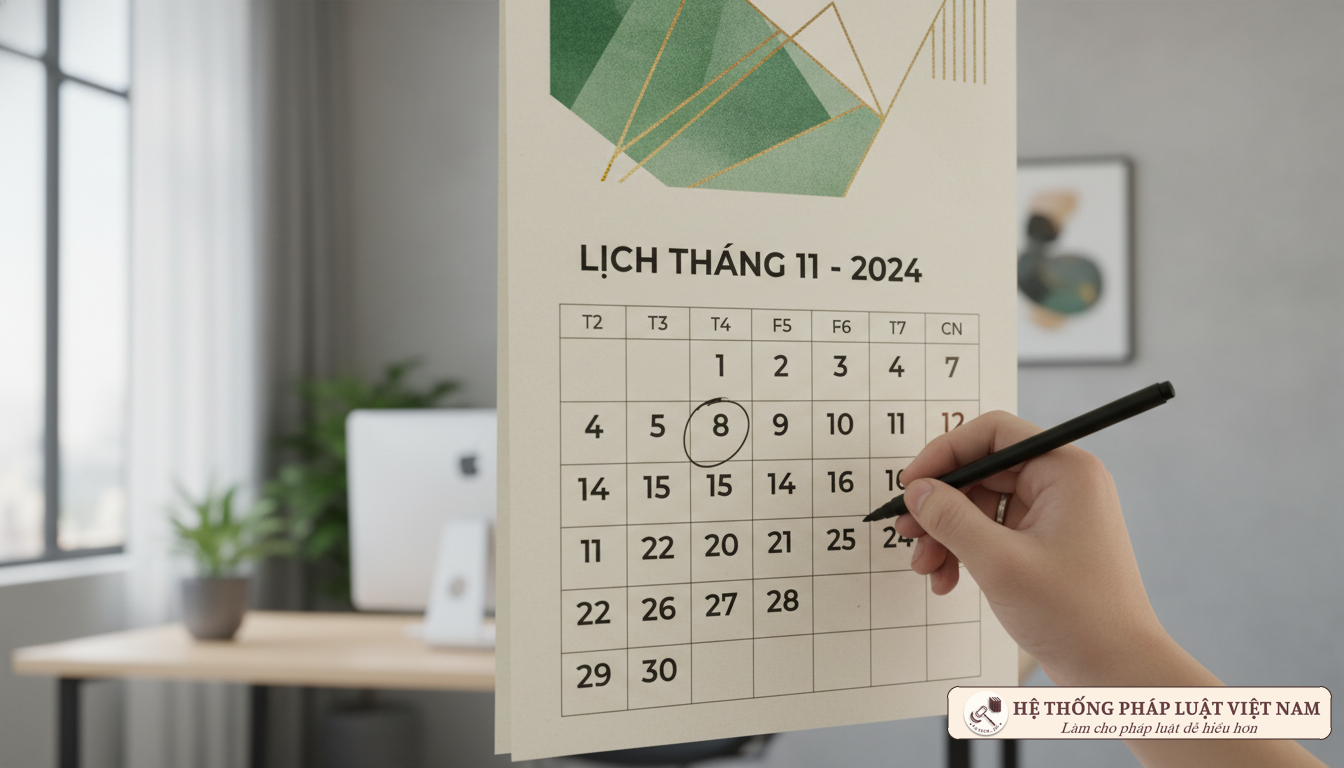 Minh họa cách tính thời hạn Đánh dấu thời hạn trên lịch
