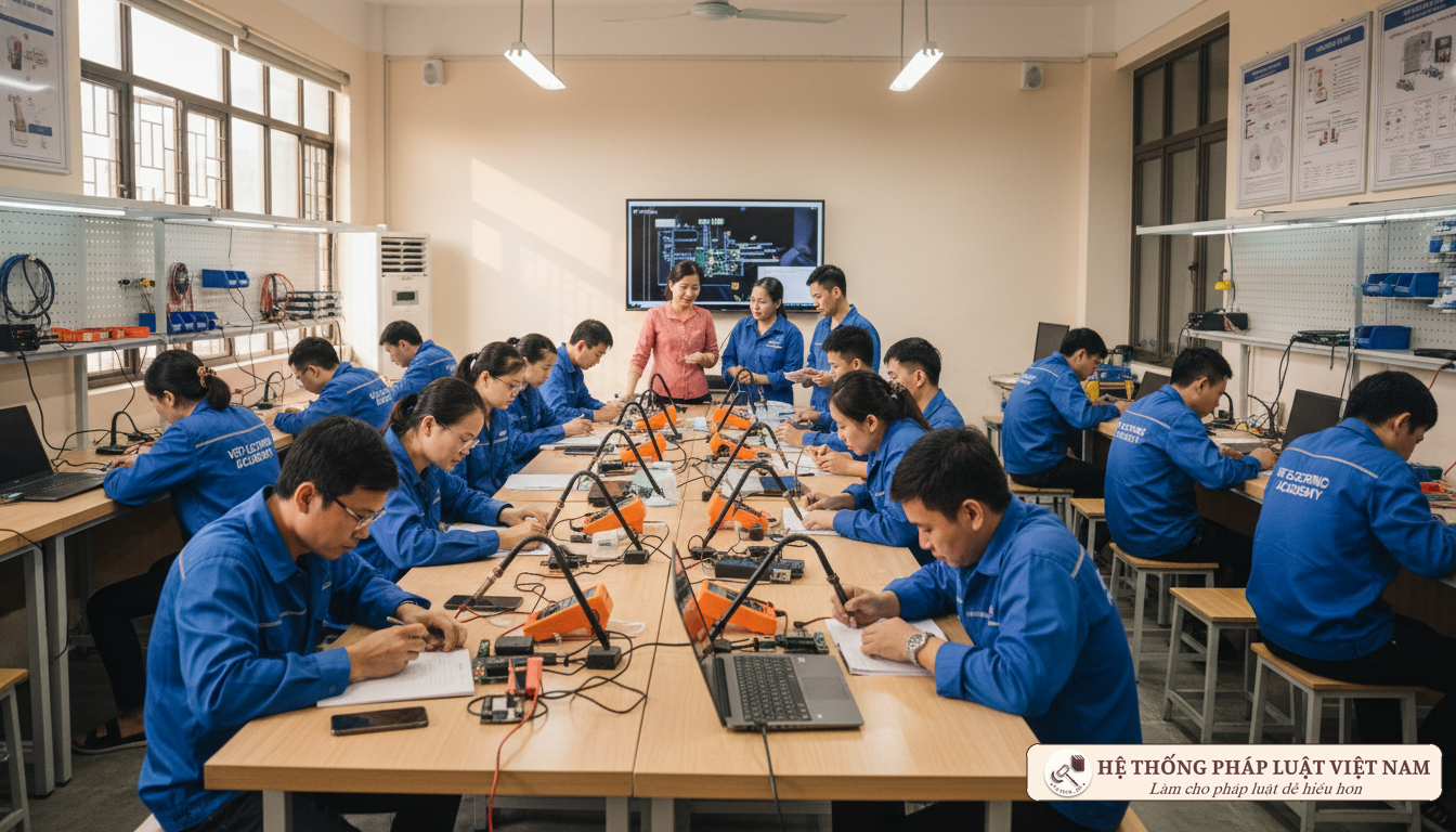 Lớp học đào tạo nghề điện tử cho người lao động