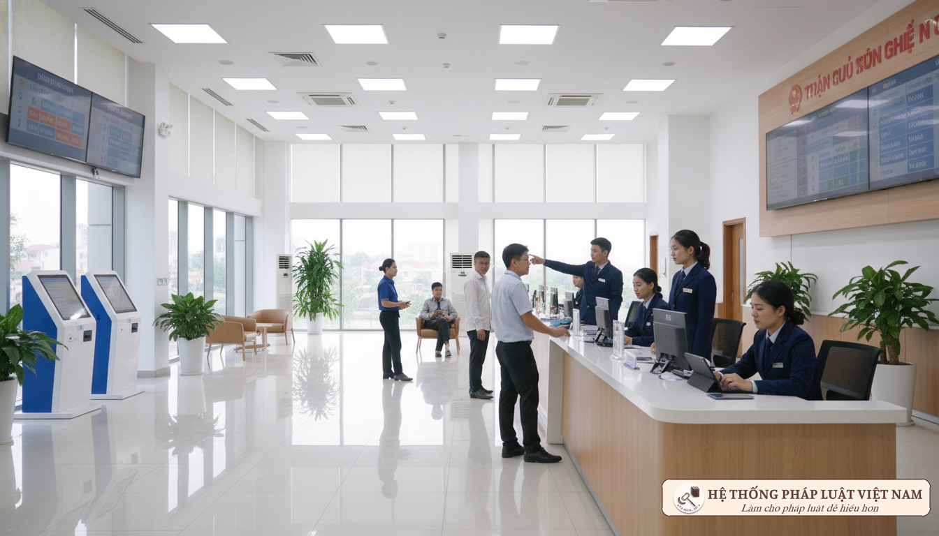 Cán bộ hướng dẫn thủ tục hành chính tại cơ quan nhà nước