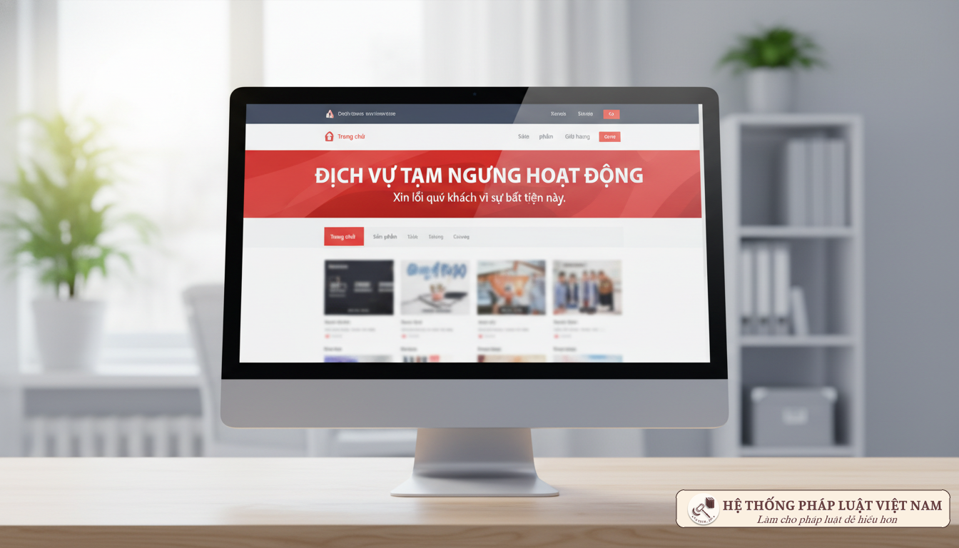 Giao diện website thương mại điện tử ngừng hoạt động