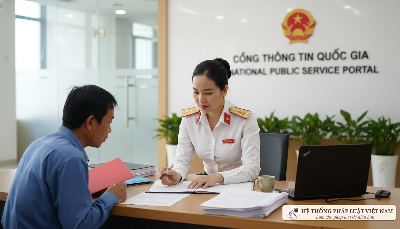 Cán bộ tư pháp hướng dẫn hồ sơ