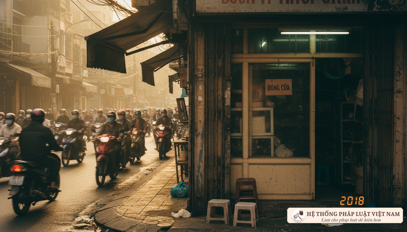 Cửa hàng đóng cửa chờ làm thủ tục pháp lý