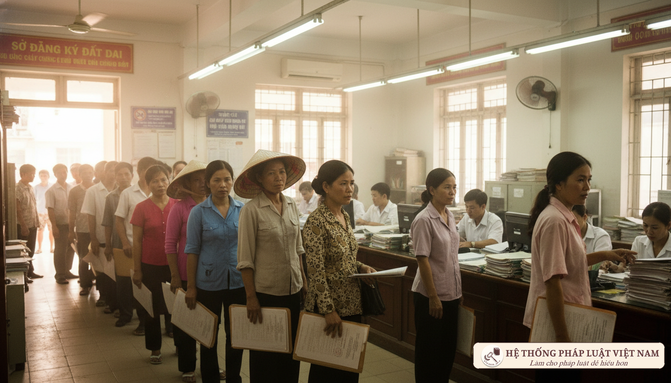Người dân làm thủ tục đất đai năm 2011