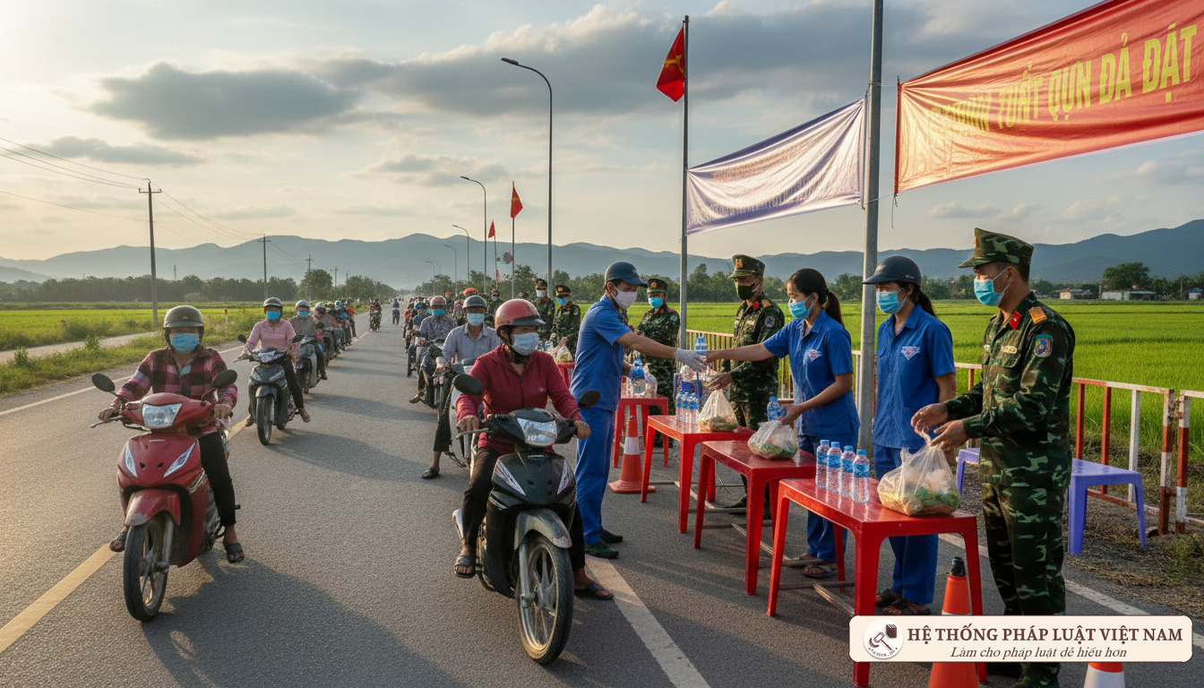 Hỗ trợ người dân tại chốt kiểm soát dịch COVID-19