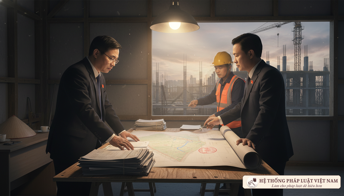 Cán bộ kiểm tra hồ sơ đất đai