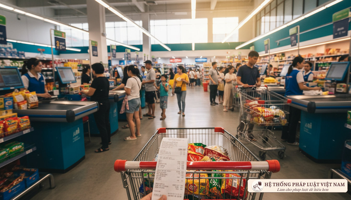 Người tiêu dùng mua sắm tại siêu thị