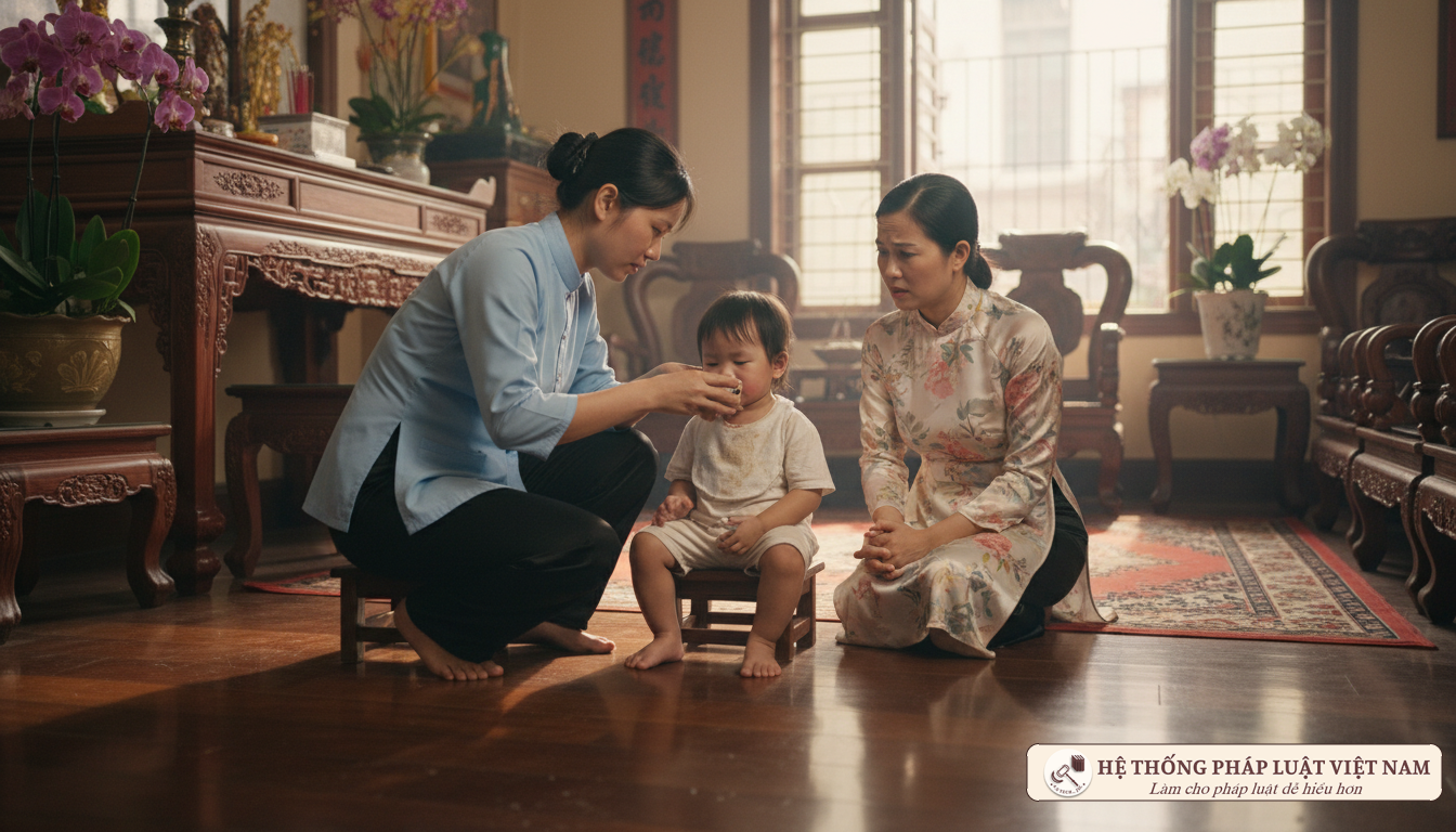 Người giúp việc chăm sóc trẻ nhỏ