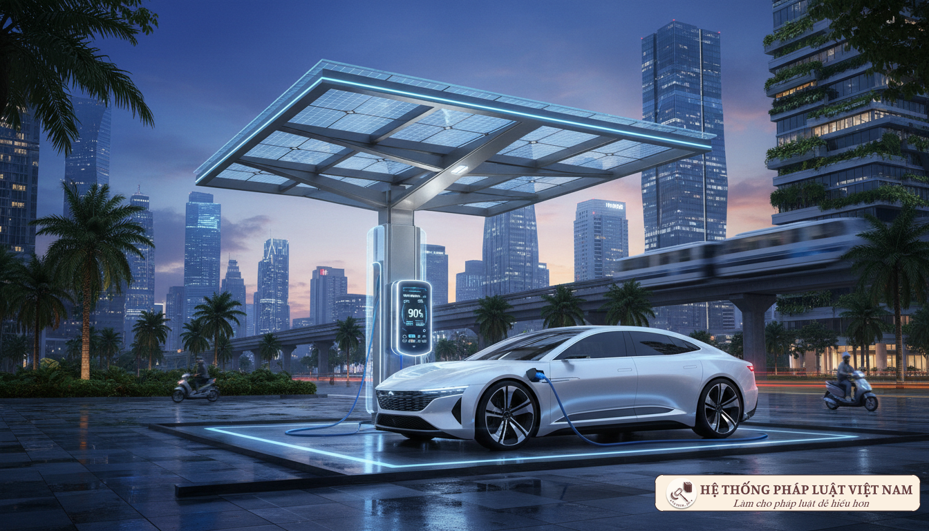 Xe ô tô điện chạy pin tại trạm sạc Việt Nam