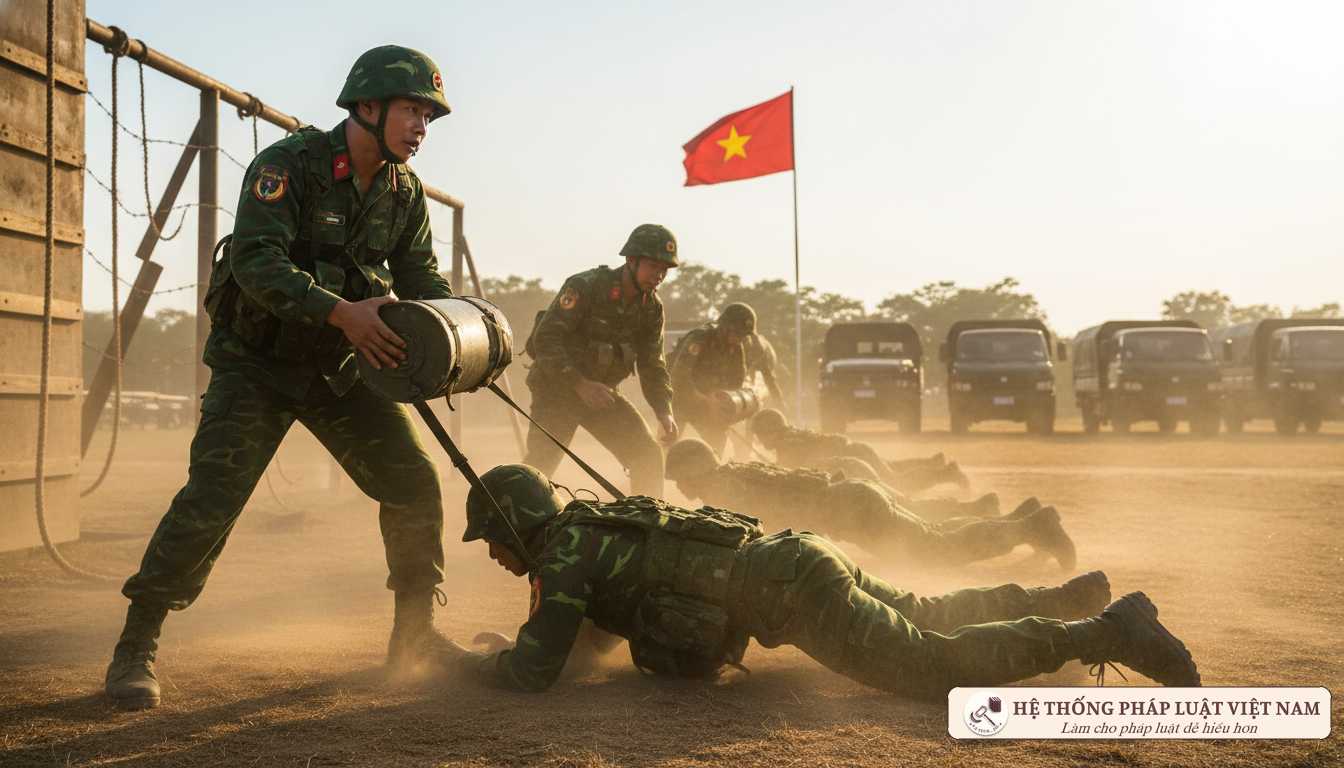 Chiến sĩ Việt Nam huấn luyện trên thao trường