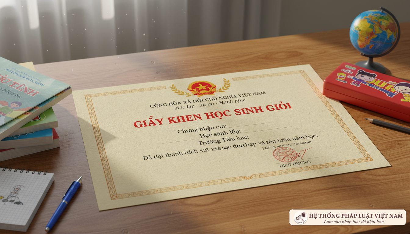 Mẫu giấy khen học sinh tiểu học