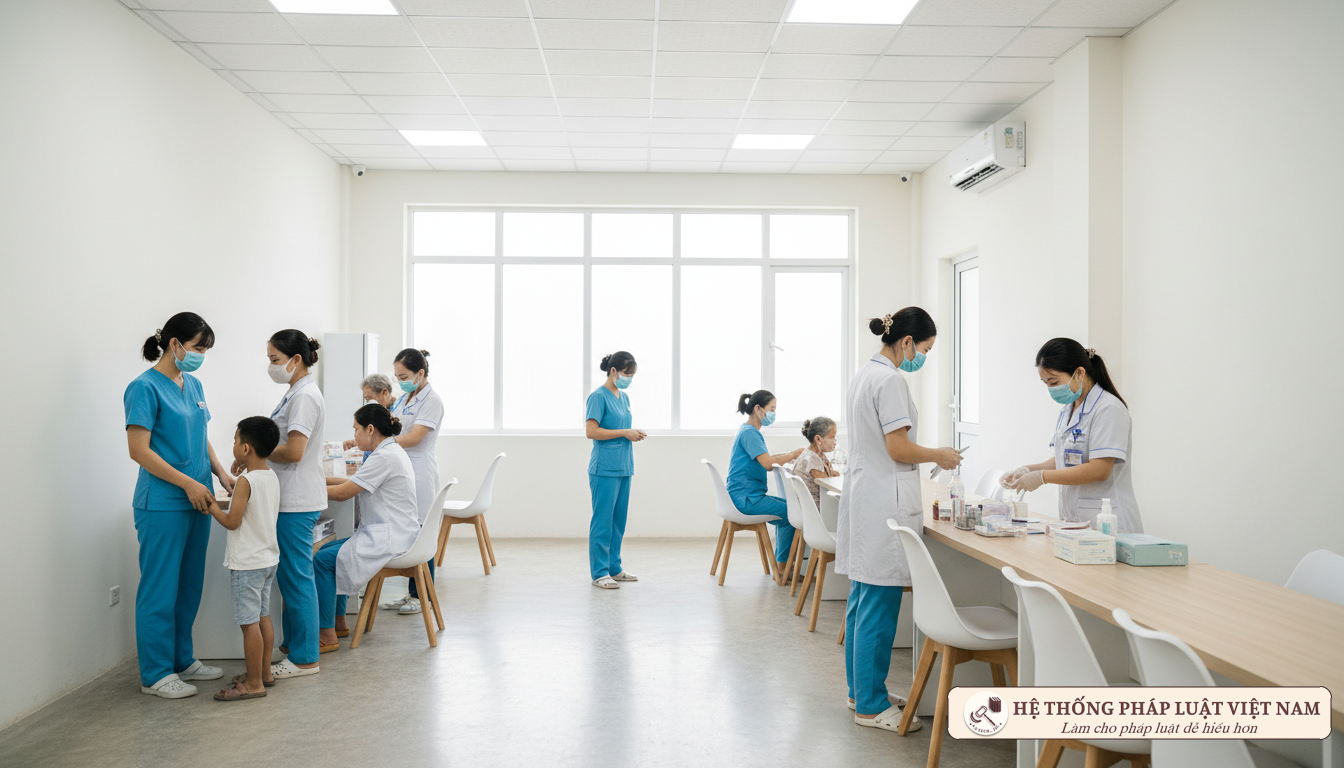 Đội ngũ y tế cơ sở làm việc tại các trạm y tế xã, phường