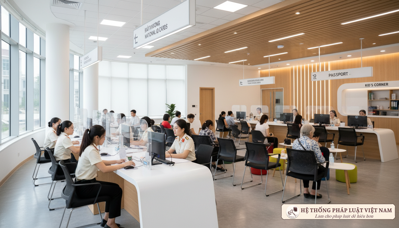 Người dân làm thủ tục hành chính tại cơ quan nhà nước
