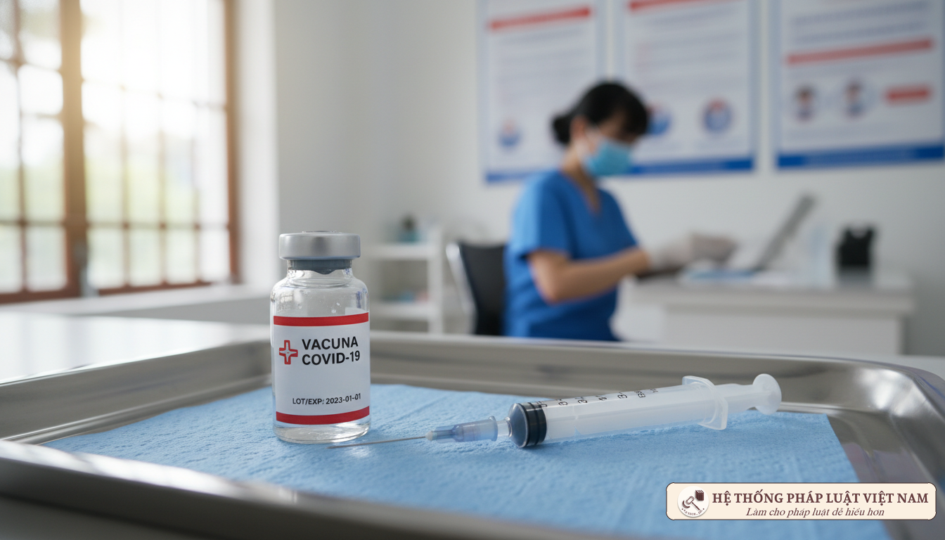 Lọ vaccine COVID-19 và ống tiêm